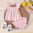 thumbnail image 2 of Letdown Baby Girl Summer Clothes Girl Outfits Sleeveless Ruffle Top and Bloomers Shorts Set with Floral Embroidery 0 3 6 12 18 Month, 2 of 9
