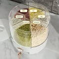 thumbnail image 4 of Distributeur Automatique de Riz, Seau à Riz Ménager Rotatif à 360°, Distributeur de Rangement de Riz à 6 Compartiments pour Aliments Secs, Boîte de Rangement pour Fruits Secs, 4 of 9