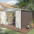 thumbnail image 3 of Aoxun 9.6’x 7.8’ Outdoor Storage Shed, Metal Garden Tool Shed with Lockable Door, Galvanized Steel Shed for Backyard, Lawn and Patio, Gray, 3 of 7