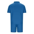 thumbnail image 5 of YHAJDS Men's Shirt and Shorts Set Solid Relaxed Pocket Drawstring Shorts Zip Polo Short Sleeve, 5 of 5