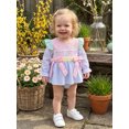 thumbnail image 4 of Cjfdfy Newborn Baby Girl Christian Romper Dress Jesus Loves Me Ruffle Embroidery Long Sleeve Striped Bow Jumpsuit Little Baby Cute Holiday Fall Winter Clothes 0-18M, 4 of 9