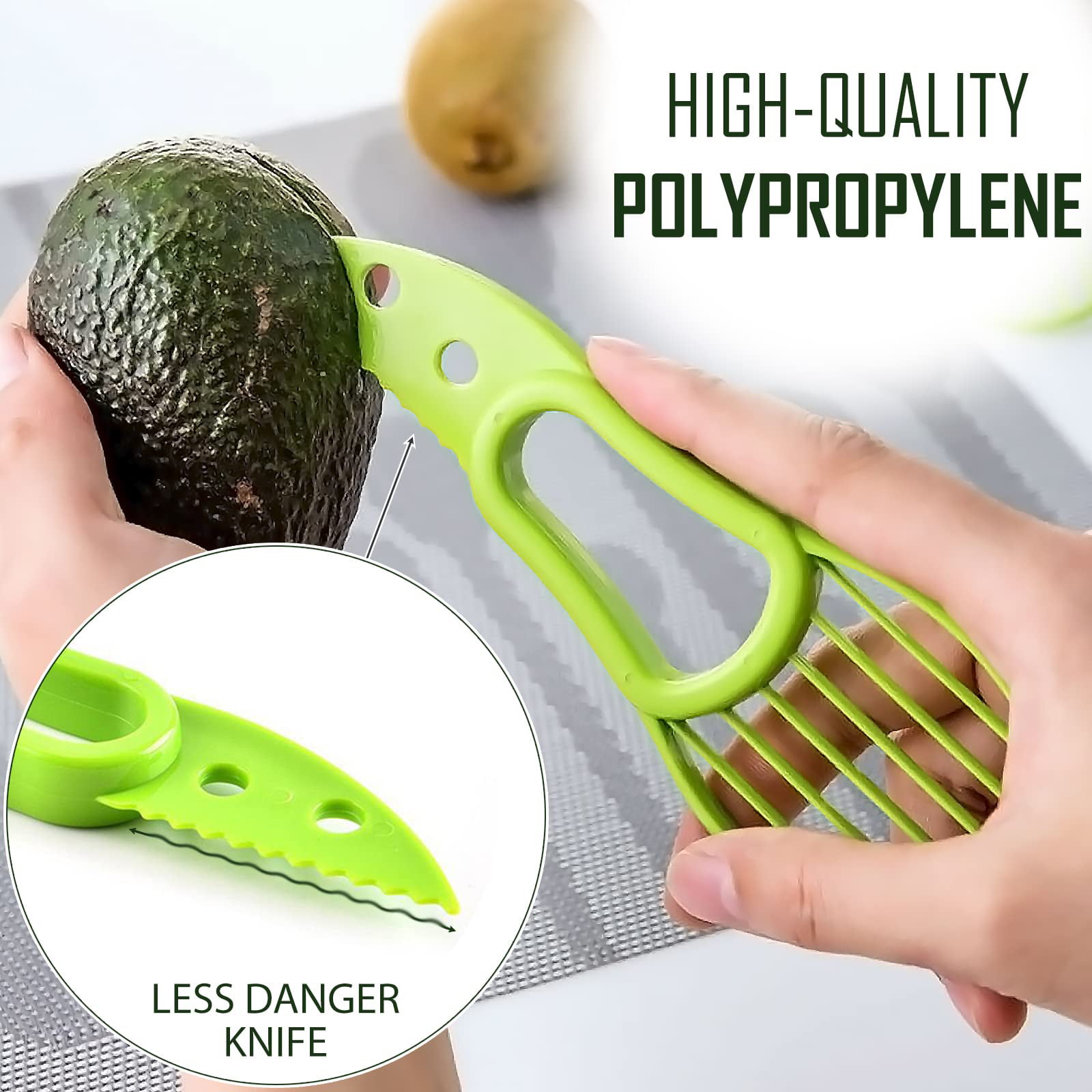 Avocado Slicer, 3-in-1 Avocado Slicer Tool, with comfortable grip,  BPA-free, can be used as a shredder slicer, suitable for dragon fruit kiwi