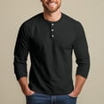 thumbnail image 2 of Mens Tee Shirts 3/4 Sleeve Crew Neck Henley Shirt Lightweight Black Button Shirt Mens Clothing, 2 of 5