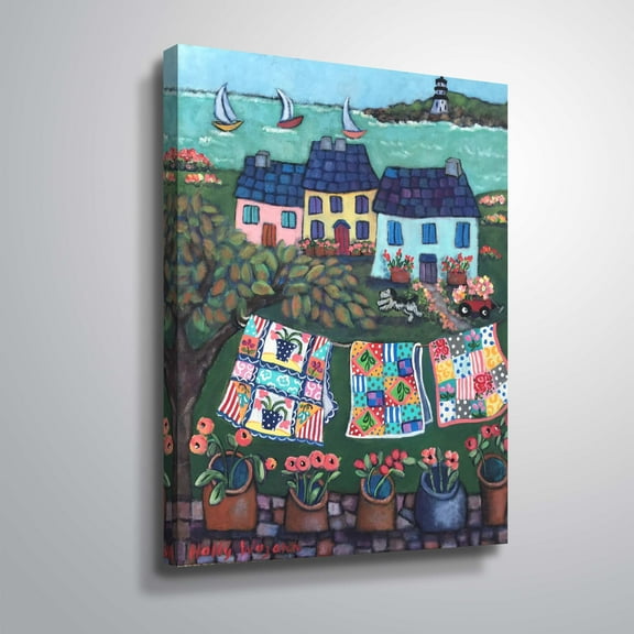 ArtWall Cottages and Quilts, Gallery Wrapped Canvas by Holly Wojahn