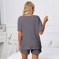 thumbnail image 3 of Defitshape Women's Cute Shorts Pajamas Set Summer Pajama Set Short Sleeve Soft Comfy Casual Drawstring Pj Set Dark Grey 5X-Large, 3 of 4
