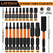 19pcs 5 Point Star Torx Bit Set, Security Tamper Proof Torx Driver Bit Set, Magnetic S2 Steel, 2.3'' & 1'' Long, T10-T50