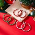 thumbnail image 4 of 3 Pairs Red Green Twisted Big Hoop Earrings Set for Women Silver Plated Geometric Round Hoops Drop Dangle Statement Earring Lightweight Click Top Christmas Xmas Party Jewelry, 4 of 6