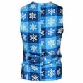 thumbnail image 6 of Christmas Costume, Men's 3 Piece Slim Fit Suit Set One Button Snowflake Graphic Print Jacket Vest Pants, Leisure Wedding Banquet Holiday Festivals (XL, Blue), 6 of 8