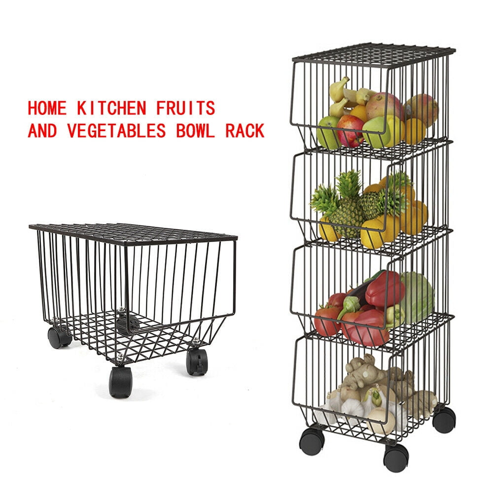 Oukaning Metal Storage Rack 4Tier Fruit And Vegetable Storage Basket