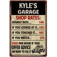 thumbnail image 1 of KYLE'S Garage Shop Rates Sign Man Cave Decor 8 x 12 High Gloss Metal 208120010129, 1 of 1