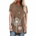 thumbnail image 2 of T-shirt Femme Imprimé Blouse Décontractée Manches Courtes Col Rond Haut Court Femme, Marron, TG, 2 of 6