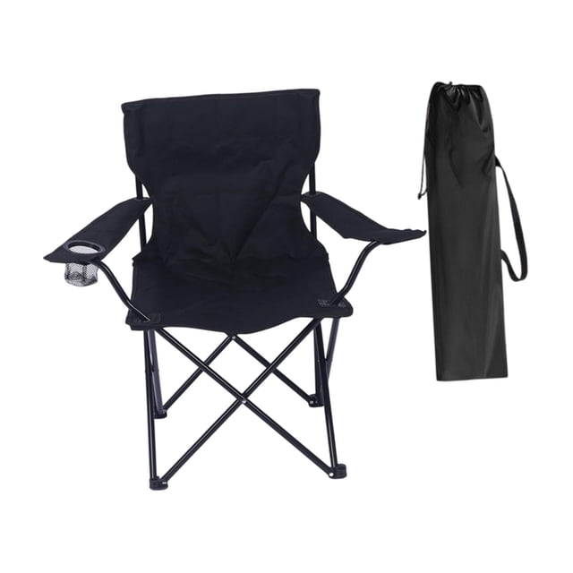 Silla plegable para acampar, asiento de playa, antideslizante, con bolsa de transporte y bolsillo. Negro