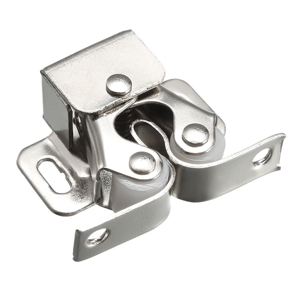 Pestillo de rodillo doble Uxcell para puerta de muebles con gancho tono plateado