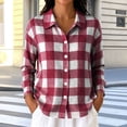 thumbnail image 5 of Iyufng Womens Collared Plaid Button Down Shirts Casual Long Sleeve Blouse, 5 of 6