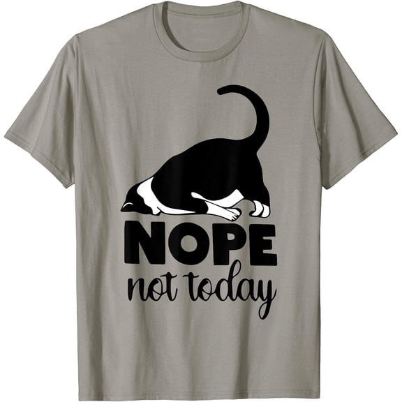 Funny Sarcastic Cat Lover "Nope Not Today" Graphic T-Shirt for Cat Moms Dads Pet Owners