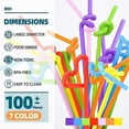 thumbnail image 2 of Nvzi 100PCS Flexible Plastic Straws, Colorful Disposable Bendy Party Fancy Straws Extra Long Straws Party Decorations, 2 of 5