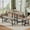 Grey, variant on QuzyAor Extendable Dining Table Set, 63 Inch Large Expandable Kitchen Table with 2 Benches 2 Stools, Modern Wood Top Metal Frame Space Saving Easy Assembly for Home Dining Room, Black