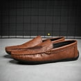 thumbnail image 6 of Men's Casual Loafers Slip On Leather Shoes Comfortable Lightweight Driving Shoes Male Moccasins Classic Penny Loafer Flats Boat Shoes Outdoor Walking Shoes, 6 of 18