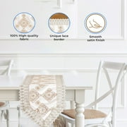Shop LC Beige Farmhouse Table Runner 72 Inches Long for Dining Golden Doilies Embroidered Boho Style Polyester Room Decor Kitchen Rustic Lace Tablecloth for Wedding Decorations Birthday Gifts