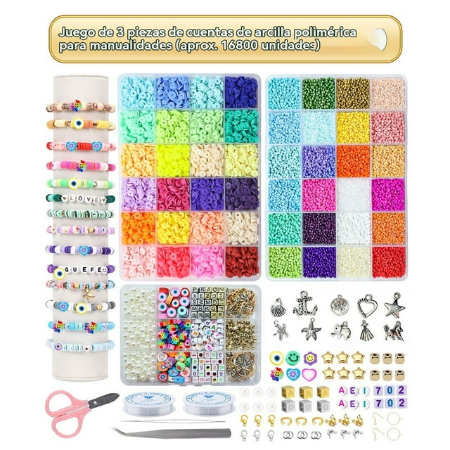 Kit de Manualidades de Joyas con Cuentas de Arcilla para Hacer Pulseras, 17246 Piezas: Pulseras, Collares y Regalos de Manualidades, Ideal para Preadolescentes, Niñas y Niños de 8 Años+
