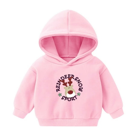 

Toddler Baby Boys Girls Christmas Sweatshirts Cute Print Winter Fleece Hoodies Kids Casual Long Sleeve Pullover Tops