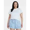 thumbnail image 2 of Time and Tru Women's Crewneck Top with Short Flutter Sleeves, Sizes XS-XXXL, 2 of 5
