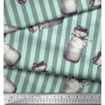 thumbnail image 3 of Soimoi Green Moss Georgette Fabric Stripe & Jar Kitchen Print Sewing Fabric Yard 42 Inch Wide, 3 of 3