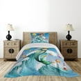 thumbnail image 3 of Ambesonne Cartoon Quilted Coverlet 2 Pcs, Wave with Fish, Twin Size, Multicolor, 3 of 5