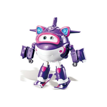 Super Wings - Deluxe Transforming Supercharged Crystal | Plane to Bot | 6" Scale | Season 4 New Character for 3 4 5 6 Year Old Kids | Light and Sound Effect | Toy for Preschool Kids
