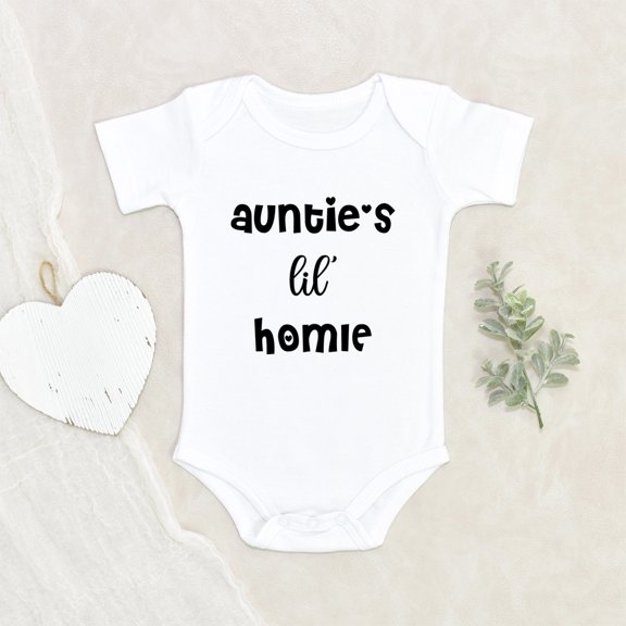 Aunt Baby Clothes - Cute Auntie's Lil' Homie Baby Clothes - Funny Baby Clothes