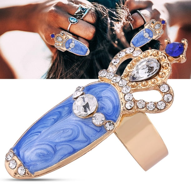 Anillos para dedos de unas corona con lazo puntas de dedos de cristal anillo de cola parte superior de la linea Walmart en linea