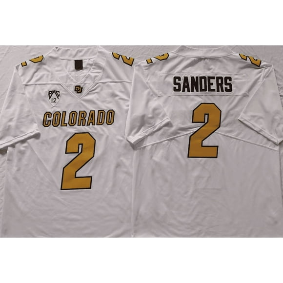 Mens Colorado Buffaloes White #2 SANDERS College Football Jersey Style1