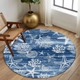 thumbnail image 2 of Round Rugs 7Ft, Navy Blue Coastal Round Area Rug Washable Indoor Throw Carpet, Summer Beach Nautical Starfish Coral Vintage Large Non Slip Circle Rug for Dining Room Playroom Home Decor Aesthetic, 2 of 8