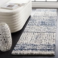 thumbnail image 2 of SAFAVIEH Jericho Rowan Striped Polyester Shag Runner Rug, Navy/Ivory, 2'2" x 6', 2 of 8