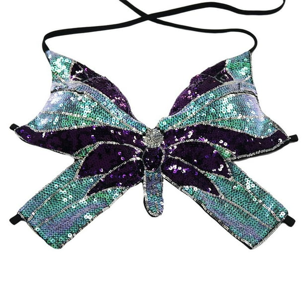 Guardurnaity Womens Belly Dance Bra Sequin Tops Latin Costumes Wear Club Party Prendas para la parte inferior del cuerpo fantasía púrpura