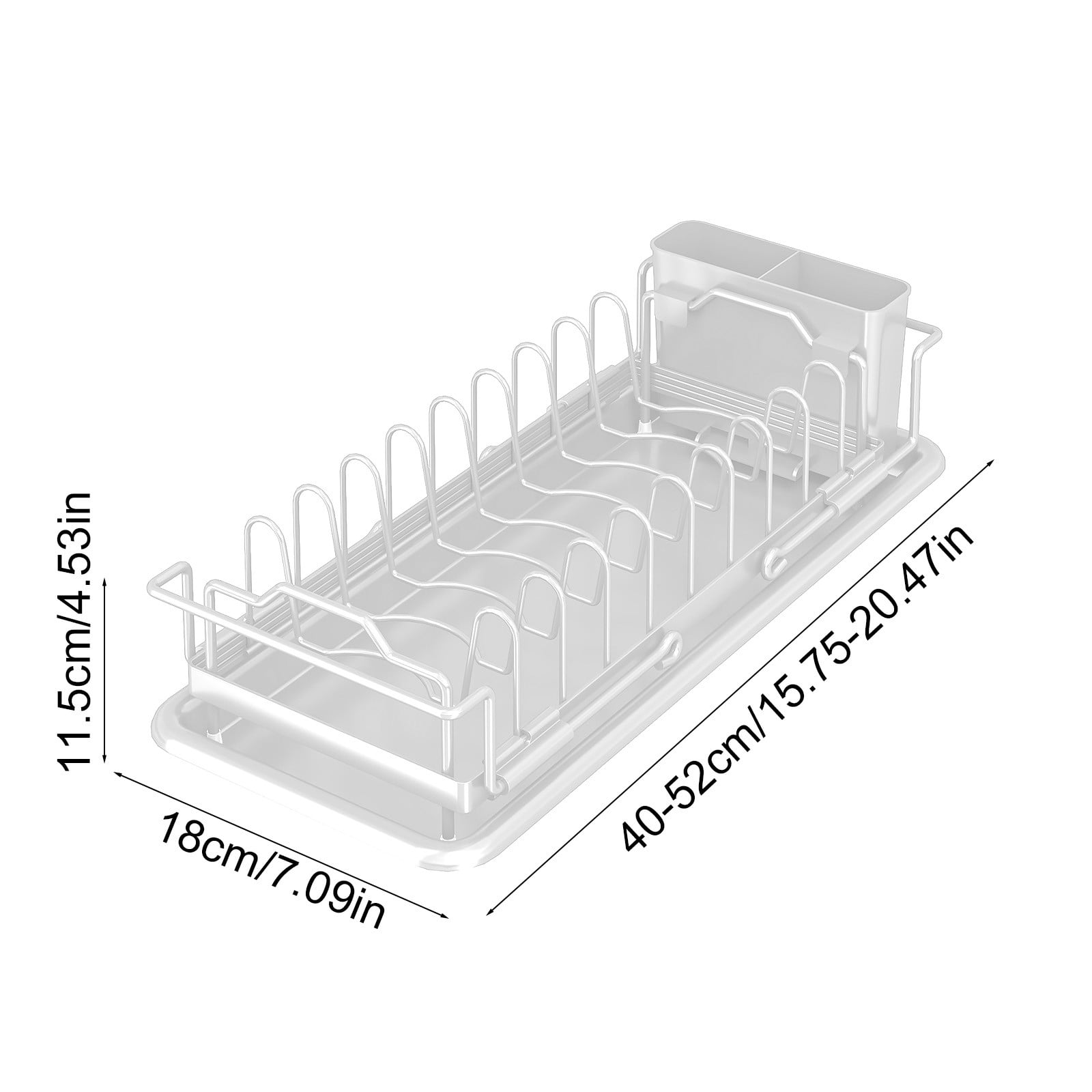 Bxaolu Sink Dish Drying Rack - Expandable Small Dish Rack Over Sinks with Drying Tray, Stainless Steel Dish Drainer for Kitchen Counter with Cutlery Holder, Drying Rack Fit 14’’-19’’ Kitchen Sink