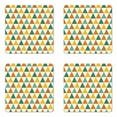 thumbnail image 1 of Geometric Coaster Set of 4, Retro Style Triangle Forms Geometric Arrangement Colorful Shapes Vintage Pattern, Square Hardboard Gloss Coasters, Standard Size, Multicolor, by Ambesonne, 1 of 2