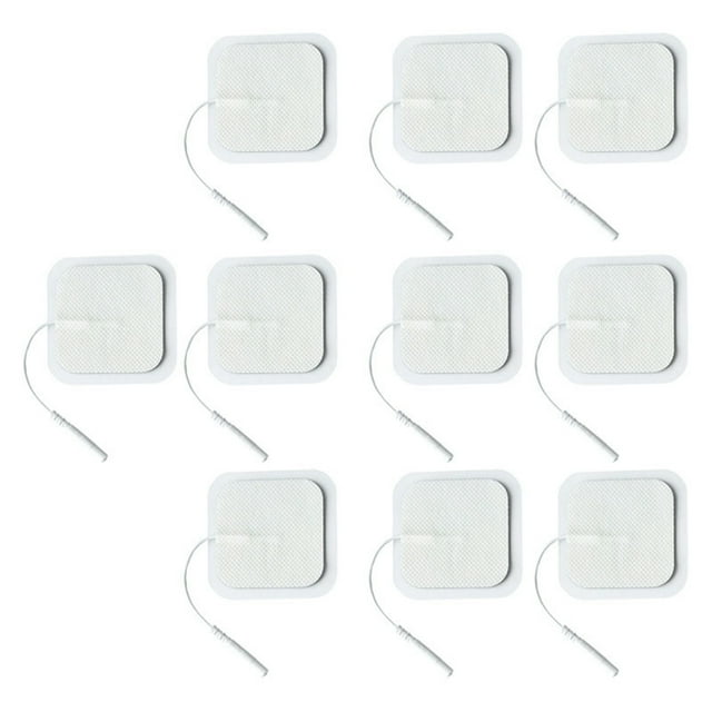 10 parches de electrodos de 2 pulgadas con conector de clavija de 2 mm, parches de electrodos de masaje reutilizables para electroterapia