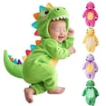 thumbnail image 4 of YDFCWXW Baby Dinosaur Onesie Costume Halloween Infant Dress Up Outfit, Dinosaur Costume with Colorful Spikes Plush Tail for Themed Events (Green, 3-6 Months), 4 of 9