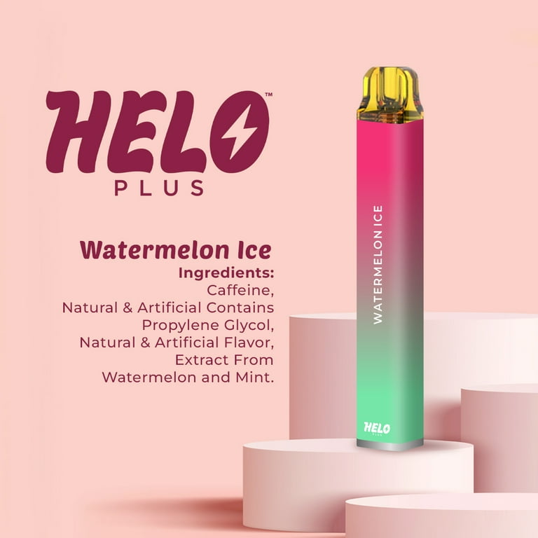 HELO Plus Caffeine Diffuser, Watermelon Ice - 800 Puffs | 0% Nicotine, Vegan, Sugar-Free, Gluten-Free Aromatherapy