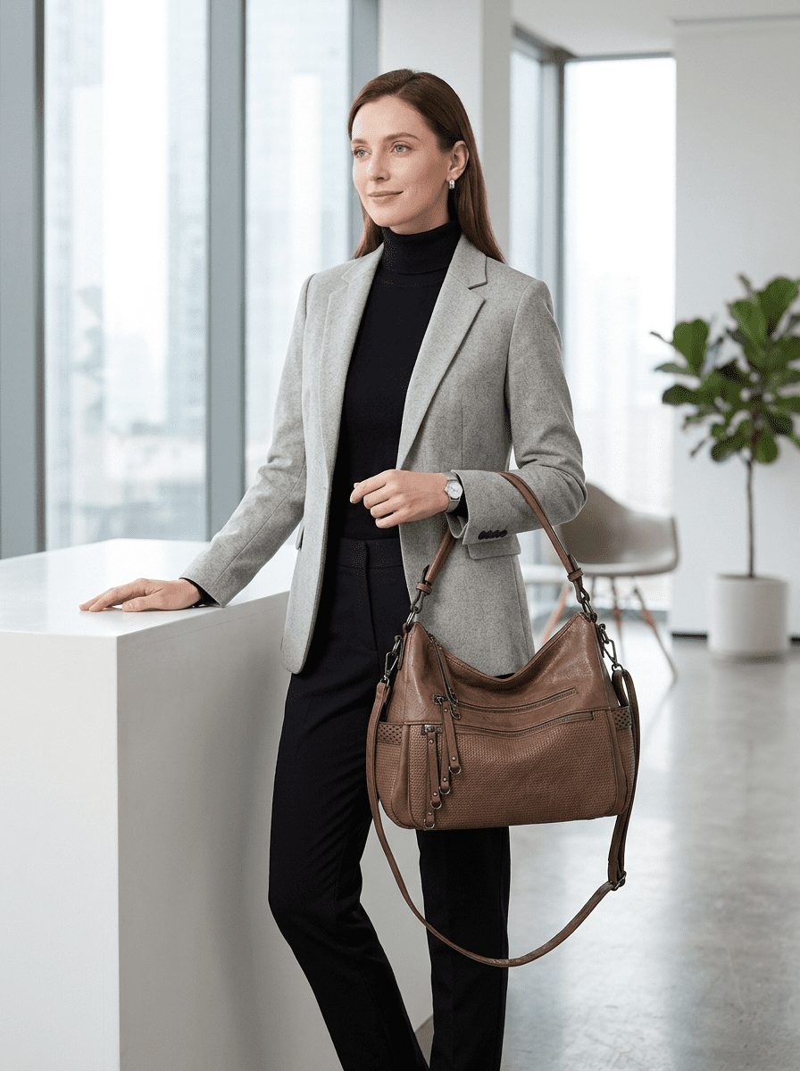 Capamaster Large Capacity Vintage Hobo Bag | Retro PU Leather 2-Way Shoulder Crossbody Purse for Women Mud Color