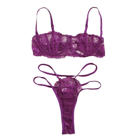 

TANGNADE Women Teddy Lingerie Set Lace Bras Thongs Panty See Through Underwear