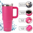thumbnail image 4 of AQUAPHILE Insulated Tumbler with Leak-proof Lid and Straw, 30 oz Insulated Stainless Steel Coffee Mug with Handle, Travel Coffee Mug，Rubine Red, 4 of 7
