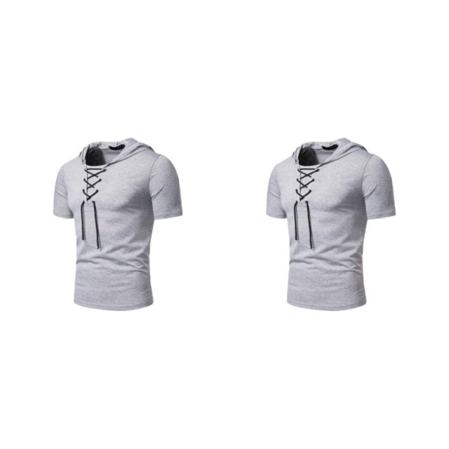 Qarigey Elegantes sudaderas con capucha de manga corta para hombres - Tejidos seleccionados Trendy And Fashion Grey Light S gris claro S 2Conjunto