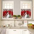 thumbnail image 4 of Christmas Snowman Kitchen Curtains and Valances Set, Pine Tree Leaf Deer Xmas Balls Snow Red Rod Pocket Window Valance Window Curtain Panels for Living Room Bedroom Laundry, 27.5x24in, 3 Pieces, 4 of 7