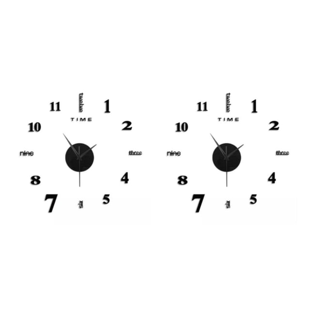 Reloj de pared Wosthever Estilo moderno Acero inoxidable Negro 2Conjunto