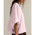 thumbnail image 3 of Czanzd Women's Oversized Cotton T Shirt, Loose Fit, Casual, Short Sleeve, Summer Top, Light-Pink, Small, 3 of 6