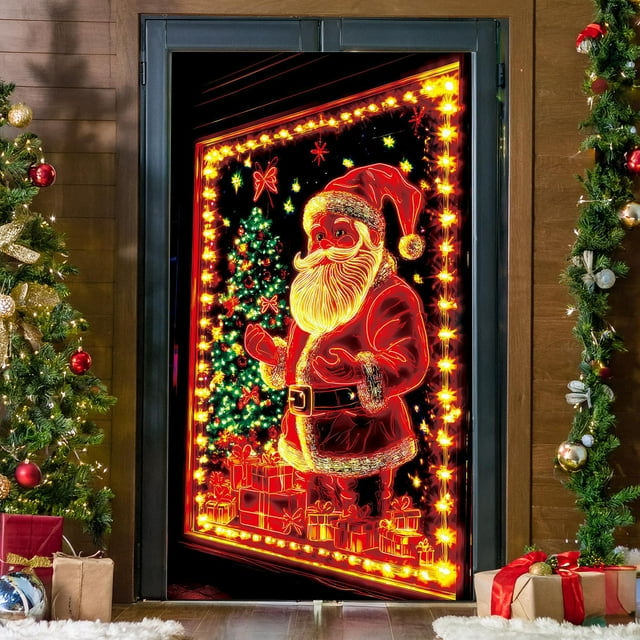 RKSTN Offres de Noël Couverture de Porte Fluorescente de Noël Fond