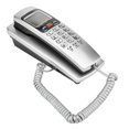 thumbnail image 1 of Teléfono con identificador de llamadas FSK/DTMF, teléfono con cable, teléfono fijo de escritorio, teléfono de extensión moderno para el hogar, color plateado, 1 of 15