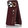 thumbnail image 5 of iPhone 11 pro Phone Case with Card Holder for Women, iPhone 11 pro Case Wallet with Strap Credit Card Slots Crossbody with Kickstand Zipper Case for iPhone11pro - Red Wine, 5 of 18